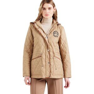 LAUREN RALPH LAUREN LOGO PATCH QUILTED COAT